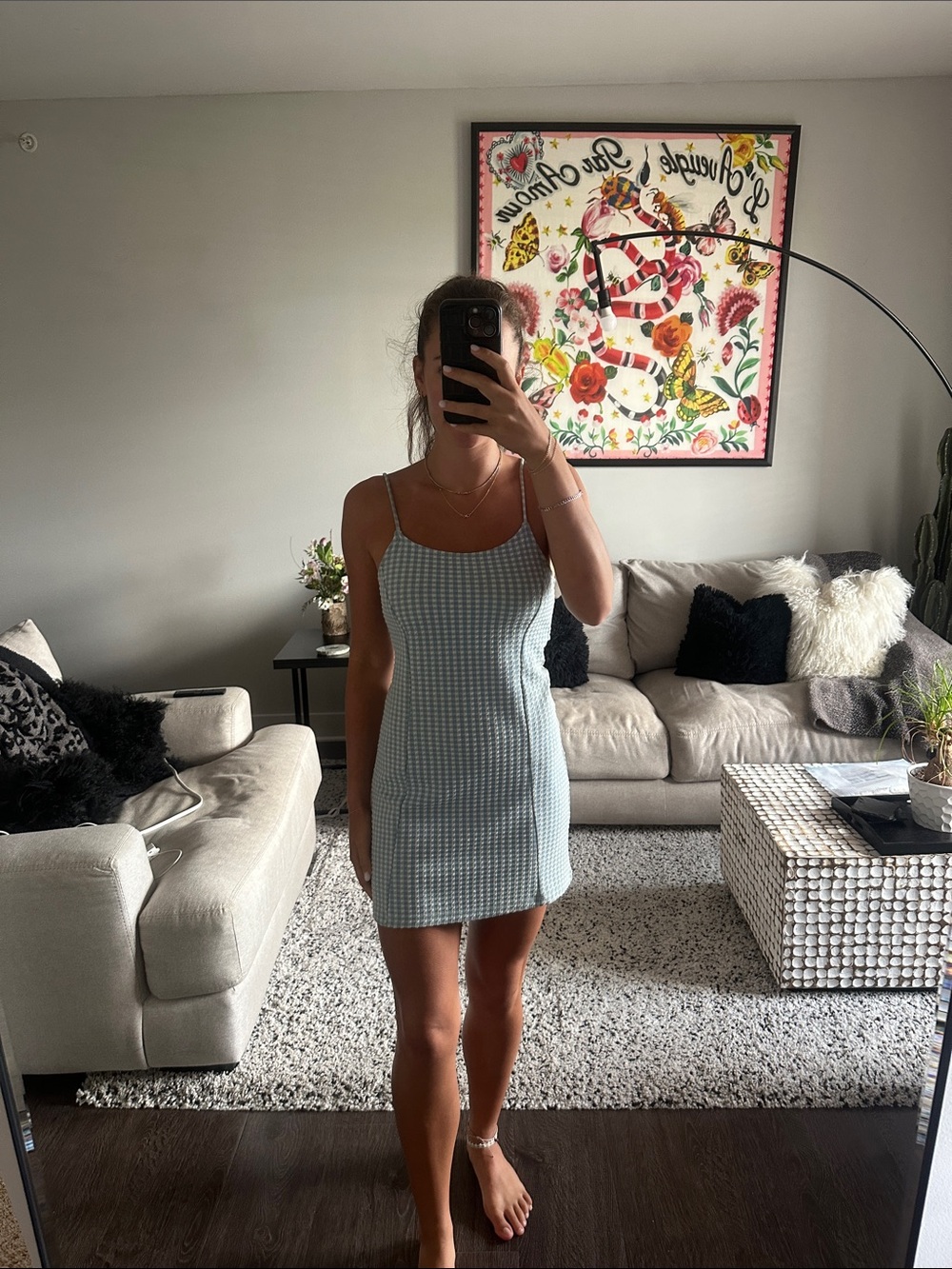 Light Blue Gingham Dress - Women's Summer Dress